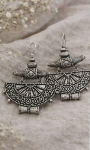 Antique Silver Statement Jhumkas
