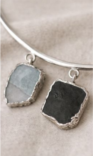 Silver Choker with Raw Stone Pendants