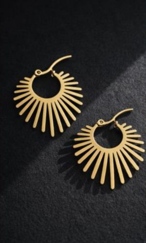 Sunburst Gold Hoop Earrings