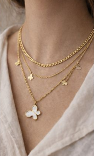 Gold Layered Butterfly Necklace – Lux Boho