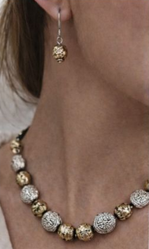 Handcrafted Brass & Silver Bead Jewellery Set – Lux Boho